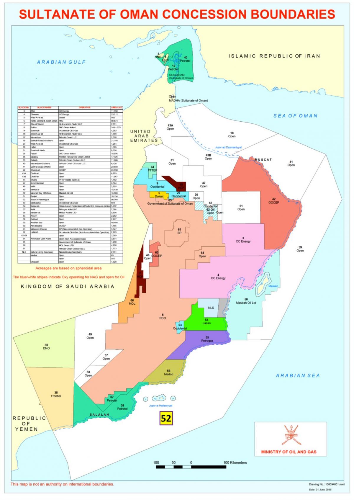 carte d'Oman concession