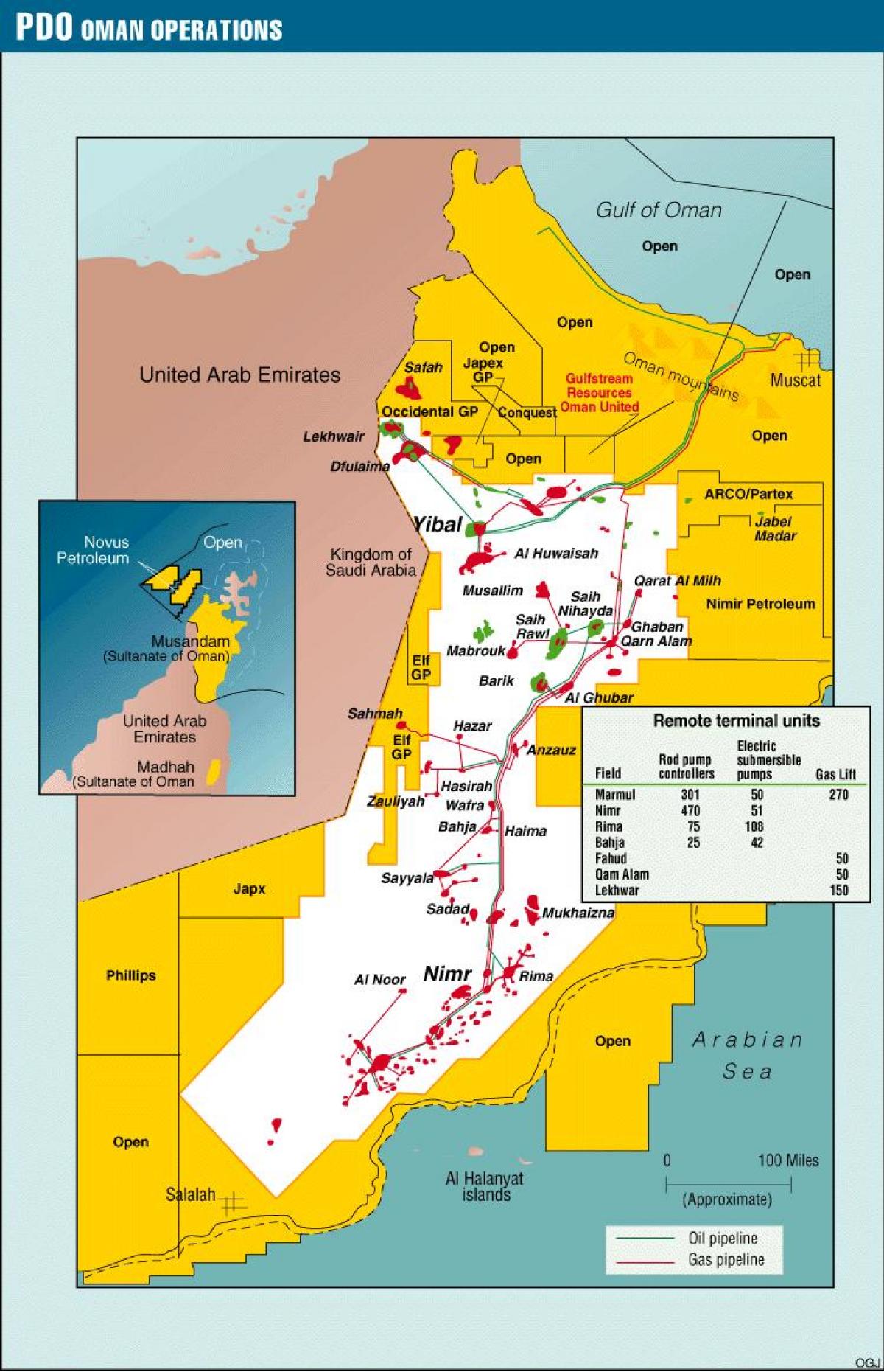 carte de yibal Oman