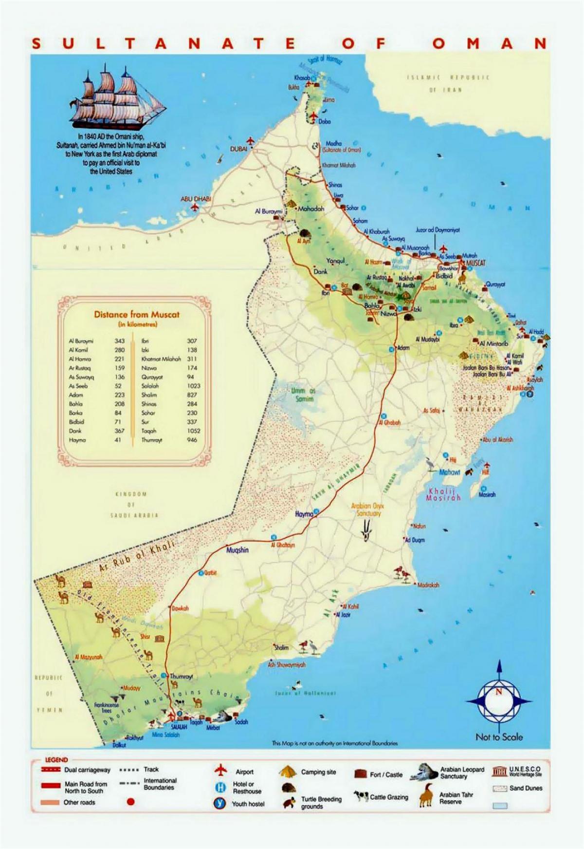 Oman lieux touristiques de la carte