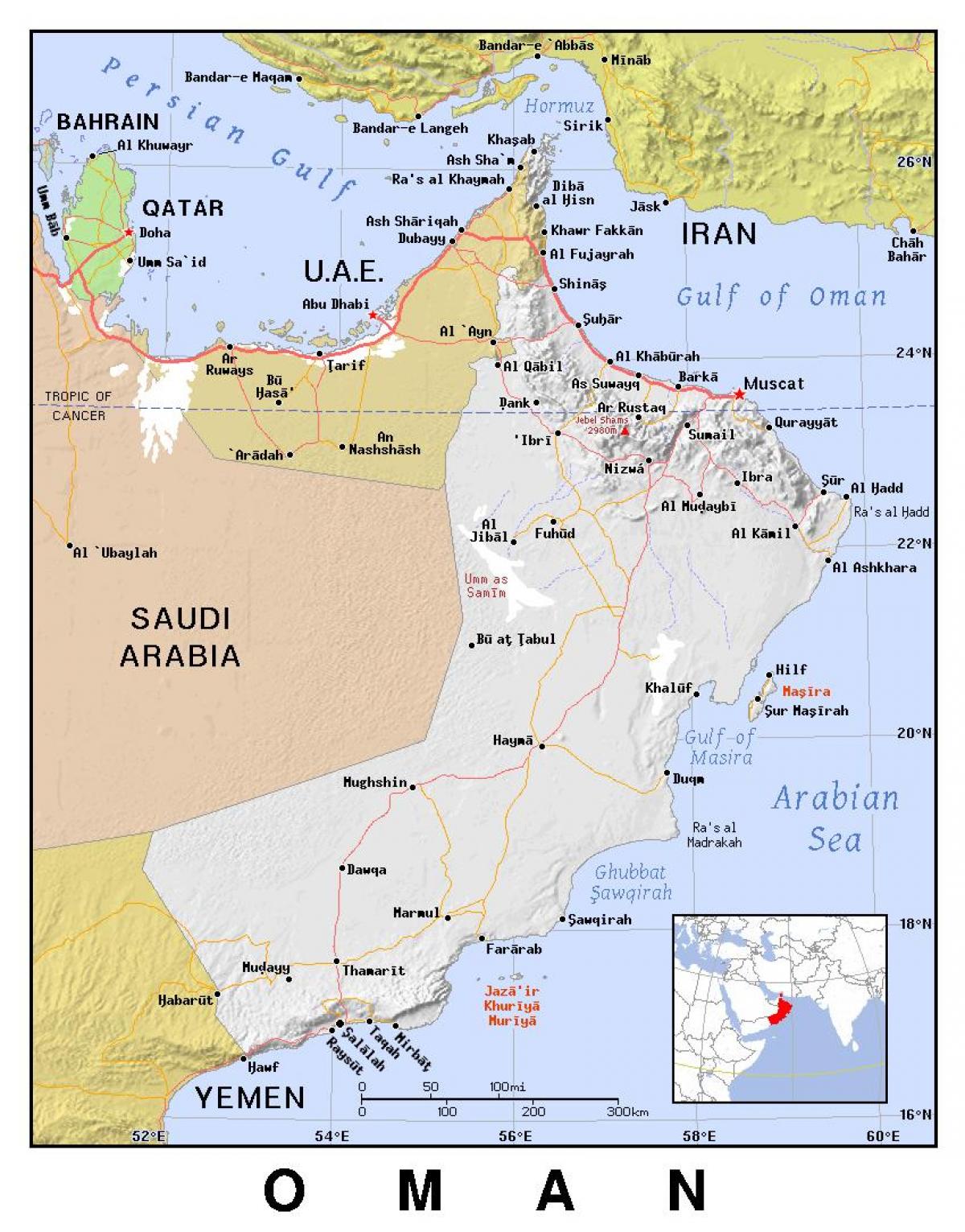 carte d'Oman politique
