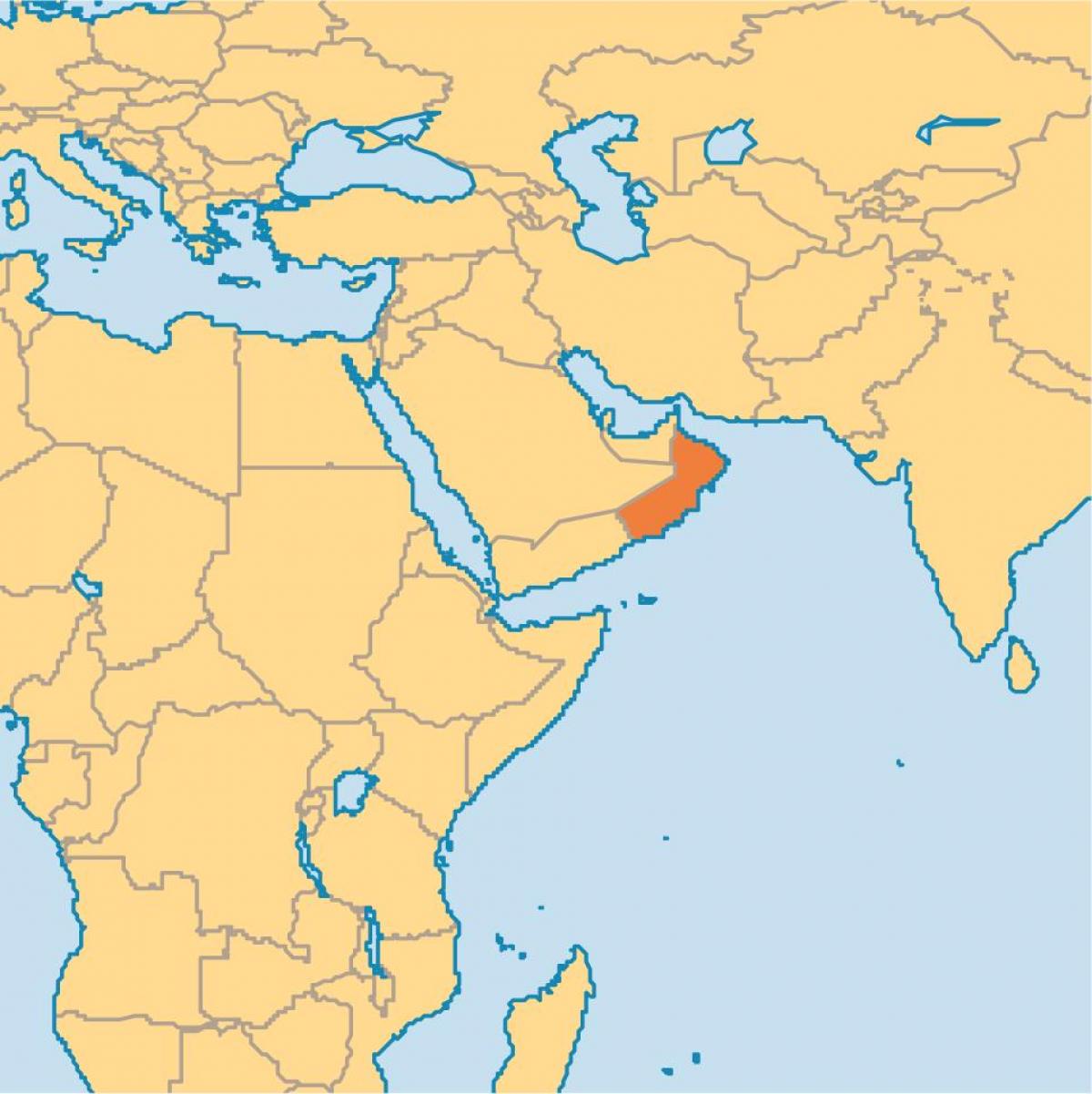 Oman carte dans la carte du monde